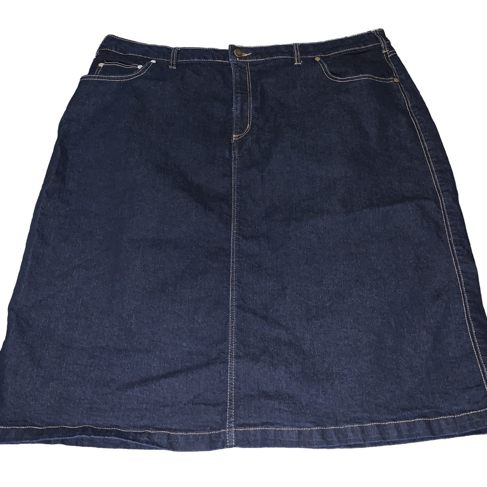 Woman Within Women's Blue Jeans Pencil Skirt With Pockets 22W
